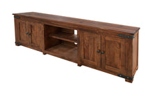 Load image into Gallery viewer, Solid Wood Cabinet, Enclosed Storage Distressed TV Stand - Brown
