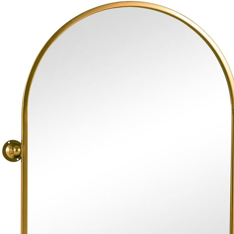 31" Metal Arch Framed Bathroom Vanity Mirror - Gold