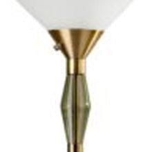 Load image into Gallery viewer, LED Light Changing Torchiere Floor Lamp With White Frosted Glass Cone Shade - Brass
