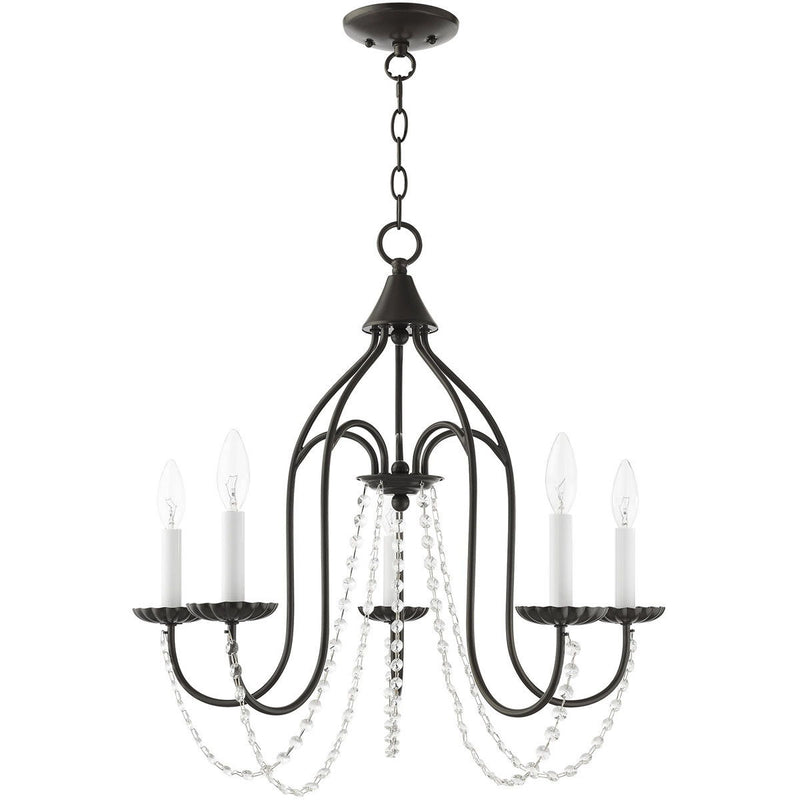 23'' Five Light Dimmable Chandelier With Shades - Bronze