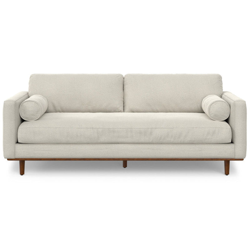 89" Fabric Sofa With Brown Legs - Cream
