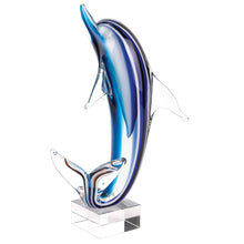 Load image into Gallery viewer, Murano Dolphin Figurine Tabletop Sculpture (376128) - Blue

