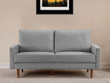 Load image into Gallery viewer, Velvet Sofa With Dark Brown Legs - Gray
