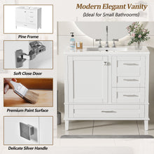 Load image into Gallery viewer, Bathroom Vanity, Modern Bathroom Cabinet With Sink Combo Set, Bathroom Storage Cabinet With A Soft Closing Door And 3 Drawers, Solid Wood Frame
