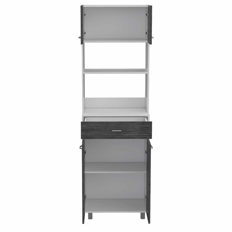 79" Pantry Cabinet With Three Storage Shelves - Gray / White