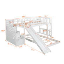 Load image into Gallery viewer, Stairway Twin over Twin Bunk Bed with Two Drawers and Slide, White(OLD SKU :LP000156AAK)
