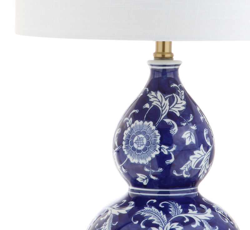 Novelty Table Lamp With Drum Shade - Blue / Gold / White