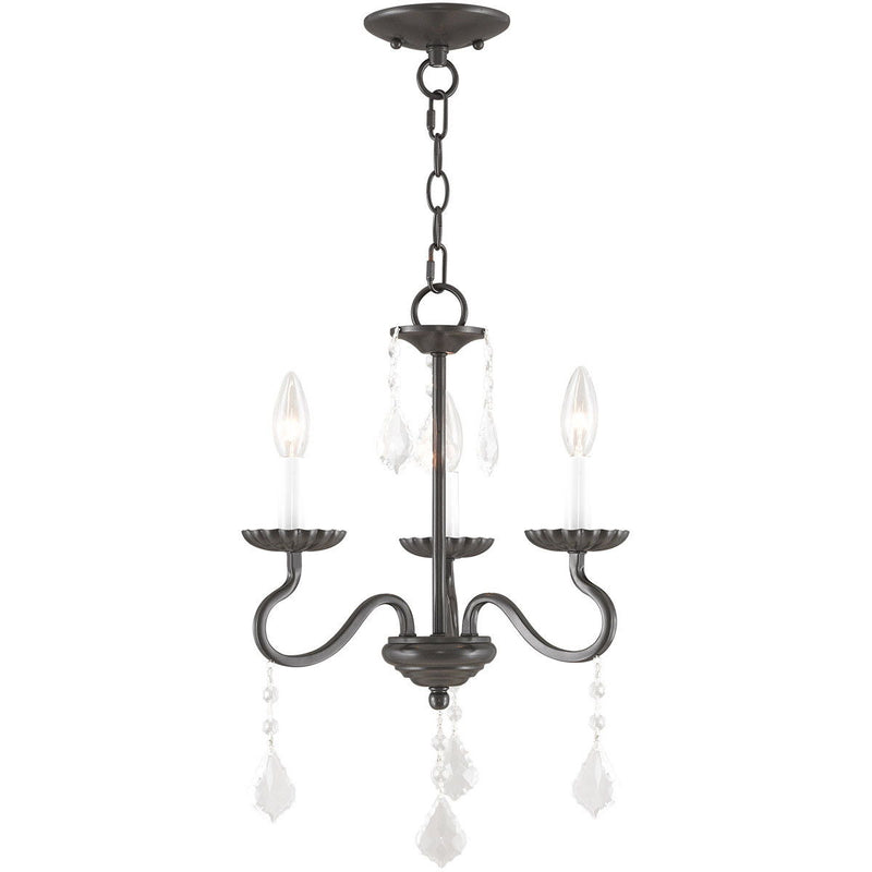 Three Light Dimmable Chandelier With Shades - Bronze