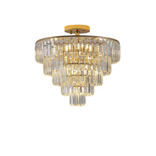 Load image into Gallery viewer, Ten Light Metal Semi-Flush Chandelier With Gold Shades - Gold
