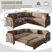 Load image into Gallery viewer, L-Shaped Couch With Pull-Out Bed, Oversize Convertible Sleeper Sofa With Side Pocket &amp; USB Port
