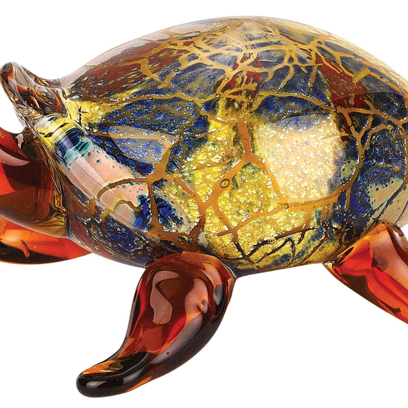 Murano Turtle Figurine Tabletop Sculpture (376130) - Clear / Brown / Green