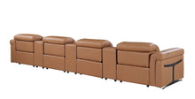 Load image into Gallery viewer, Top Grain Leather Reclining Metal USB Sofa (720375) - Chestnut
