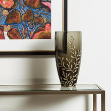 Load image into Gallery viewer, Branch Patterned Table Vase - Dark Olive Green / Gold
