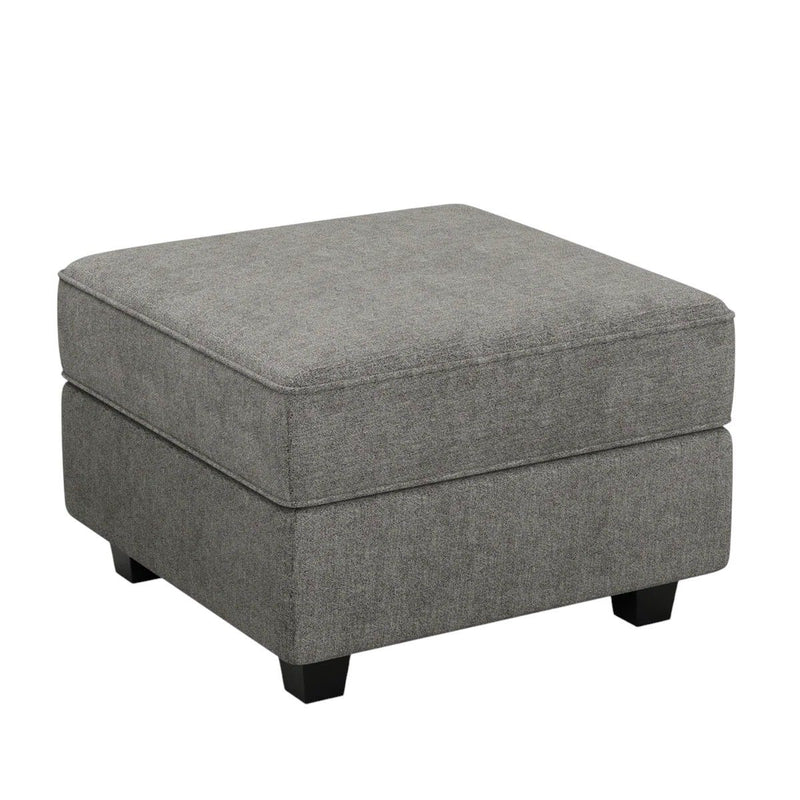 Polyester Blend Storage Ottoman - Light Gray / Black