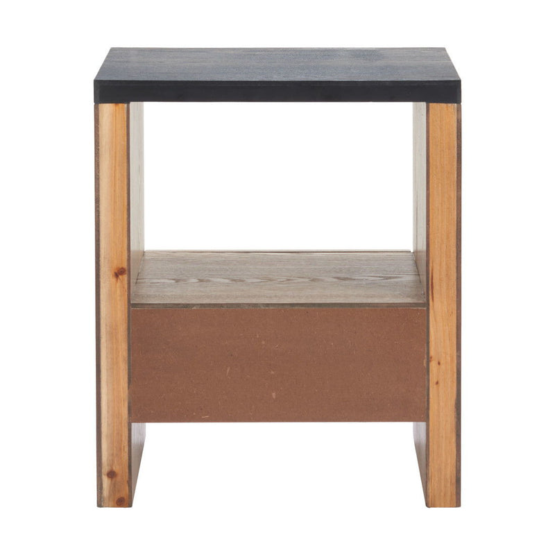 Pedestal End Table With Drawer - Black