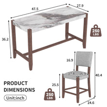 Load image into Gallery viewer, 5 Piece Counter Height Dining Set With 4 Upholstered Chairs
