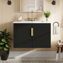 Load image into Gallery viewer, Bathroom Vanity With Sink, Rectangular Storage Cabinet With 2 Soft Closing Doors
