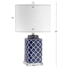 Load image into Gallery viewer, 23" Novelty Table Lamp With Drum Shade - Navy Blue / Clear / White
