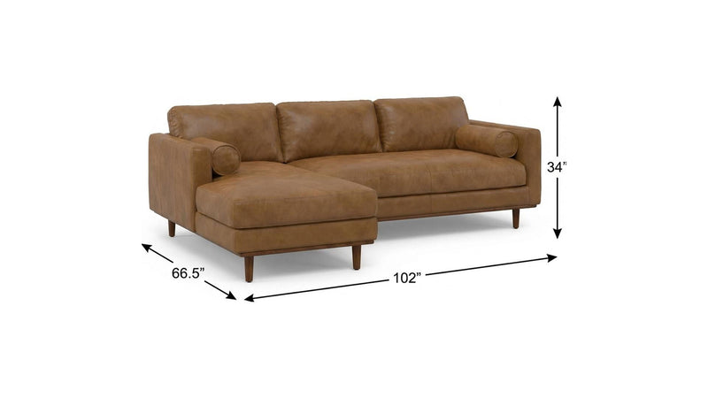 102" Leather Sofa - Brown