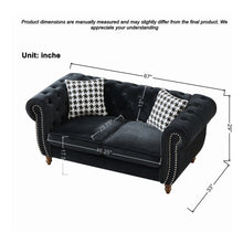 Load image into Gallery viewer, Chesterfield Upholstery Fabric Loveseat With Roll Armrest And Nailhead
