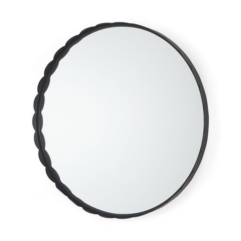 30" Metal Scalloped Framed Accent Mirror - Black