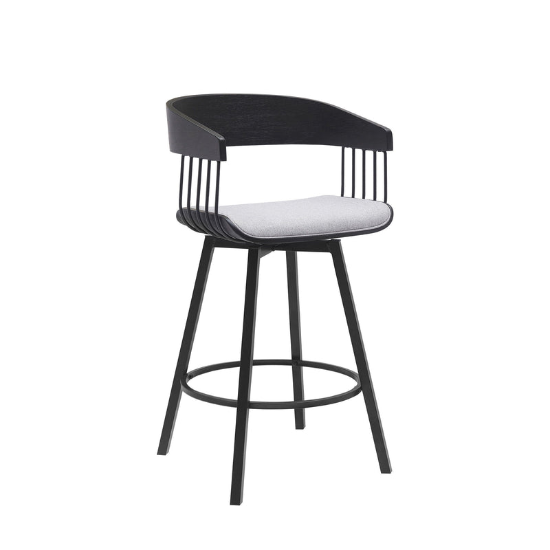 Fabric With Metal Swivel Counter Height Bar Chair - Light Gray And Black