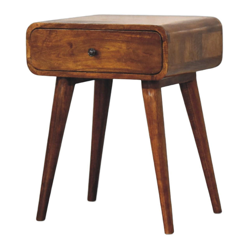 22" Solid Wood Round One Drawer Nightstand - Chestnut
