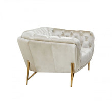 Load image into Gallery viewer, Tufted Velvet Chesterfield Love Seat - Pearl / Gold
