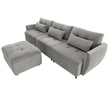 Load image into Gallery viewer, 113.3&quot; Convertible Sectional Sofa Couch 3-Seat L-Shaped Sofa with Movable Ottoman and  USB for Apartment, Living Room, Bedroom, Grey
