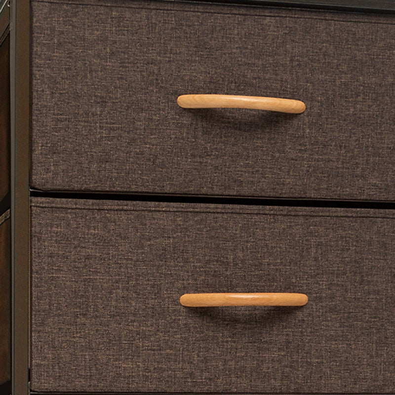 Steel And Fabric Six Drawer Chest - Brown