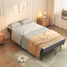 Load image into Gallery viewer, Twin Adjustable Headboard Folding Bed With Memory Foam Mattress, Heavy-Duty Frame Cot For Tall People, Portable Guest On Wheels - Black
