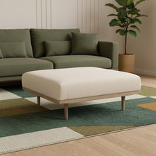 Load image into Gallery viewer, Solid Wood Fabric Ottoman - Beige / Brown
