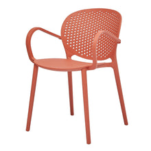 Load image into Gallery viewer, Heavy Duty Plastic Partially Open Back Dining Arm Chairs (Set of 4) - Orange

