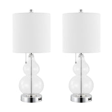 Load image into Gallery viewer, Gourd USB Bedside Lamps With Drum Shades (Set of 2) - Silver
