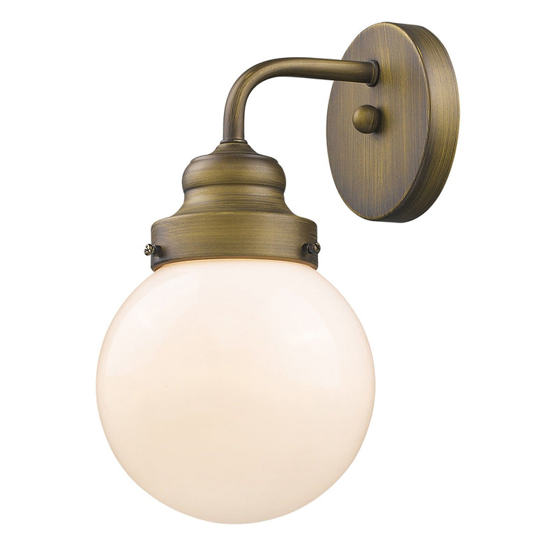 One Light Wall Sconce With Round Glass Shade - Gold