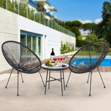 Load image into Gallery viewer, 3 Piece Patio Bistro Conversation Set with Side Table, Acapulco All-Weather PE Rattan Chair Set,Flexible Rope Furniture Outdoor with Coffee Table,for Garden,Backyard,Balcony or Poolside(Black)
