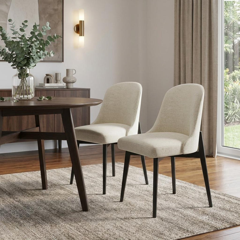 And Black Chenille And Wood Dining Side Chairs (Set of 2) - White