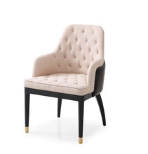 Load image into Gallery viewer, Tufted And Upholstered Fabric Dining Arm Chair - Beige / Black
