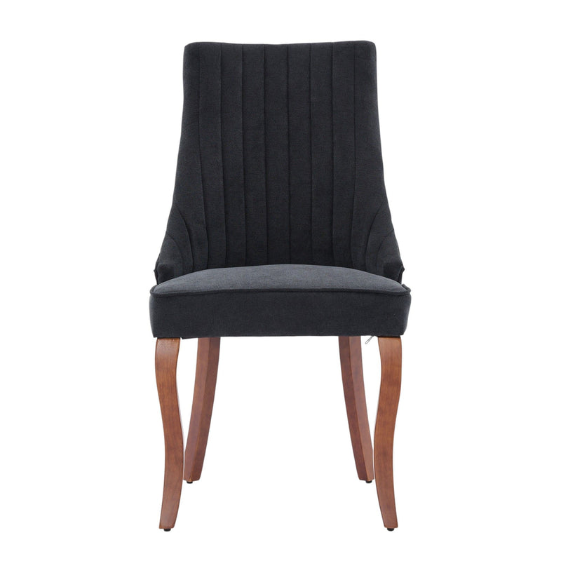 Solid Wood Dining Side Chairs (Set of 2) - Black / Brown