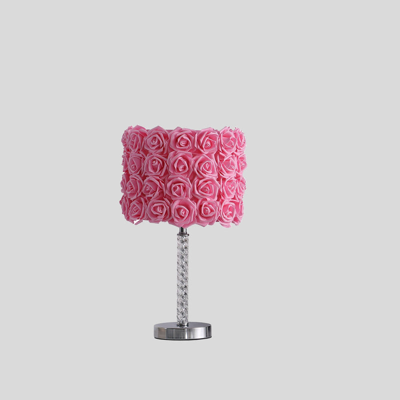 Acrylic And Metal Table Lamp - Pink Roses