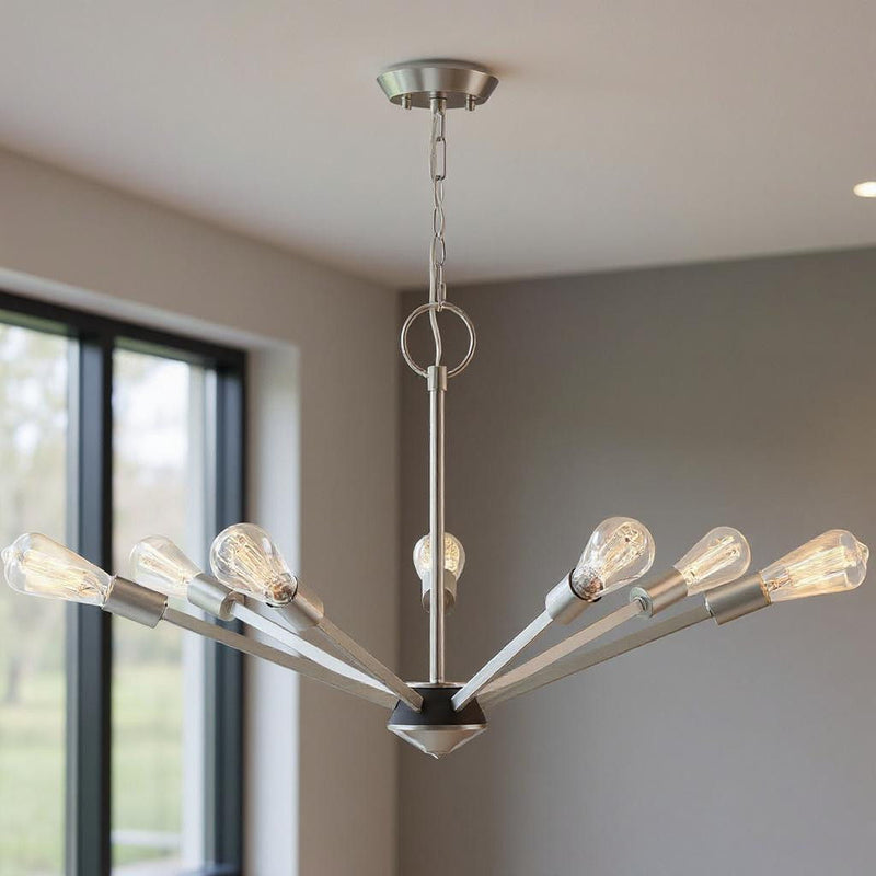 20'' Seven Light Dimmable Chandelier With Shades - Nickel