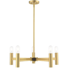 Load image into Gallery viewer, 19'' Five Light Dimmable Chandelier With Shades - Brass
