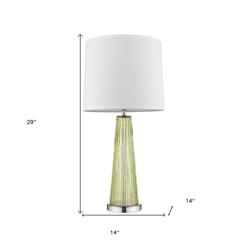 Glass Buffet Lamp With Off-White Empire Shade - Green