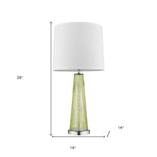 Load image into Gallery viewer, Glass Buffet Lamp With Off-White Empire Shade - Green
