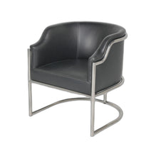 Load image into Gallery viewer, Upholstered Leather Curved Back Dining Arm Chair - Silver
