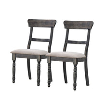 Load image into Gallery viewer, Upholstered Linen Slat Back Dining Side Chairs (Set of 2) - Light Brown / Gray
