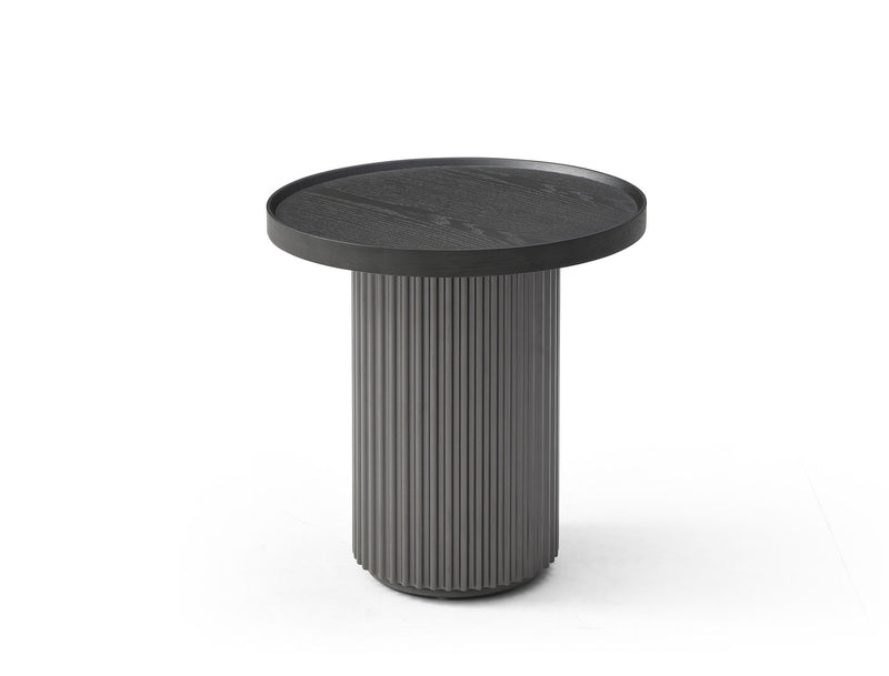 Wood Round Pedestal End Table - Dark Gray