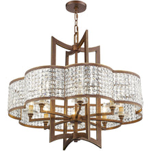 Load image into Gallery viewer, 27" Eight Light Metal Dimmable Chandelier With Shades - Bronze / Clear
