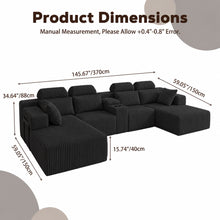 Load image into Gallery viewer, U-Shaped Sectional Sofa With Chaise Lounge And Cup Holders
