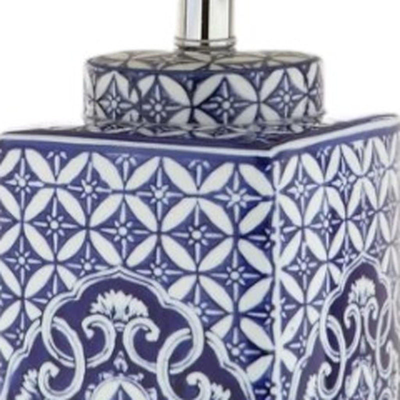 23" Novelty Table Lamp With Drum Shade - Blue / Clear